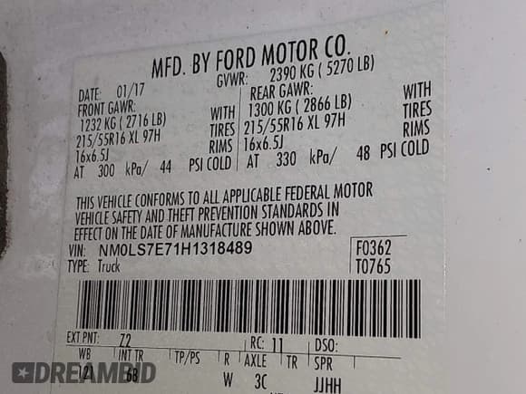 ✅ 2017 Ford Transit Connect XL • VIN: NM0LS7E71H1318489 • Лот: 41962419. Опубликован ранее на IAAI с пробегом 169 763 миль. Бесплатный доступ к архиву аукционных продаж из США и подробный отчёт об истории автомобиля на DreamBid. Изображение 9.