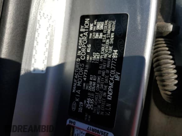 ✅ 2020 Kia Sportage LX • VIN: KNDPMCAC0L7772894 • Lot: 87057345. Listed on Copart with 128,264 mi. Free auction sales archive from the USA and detailed vehicle history report at DreamBid. Image 12.