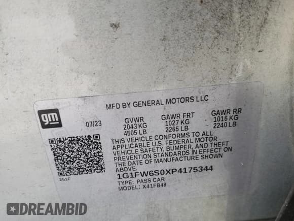 ✅ 2023 Chevrolet Bolt EV 1LT • VIN: 1G1FW6S0XP4175344 • Lot: 65430054. Wystawiony na Copart z przebiegiem 31 840 mil. Bezpłatny archiwum sprzedaży aukcyjnych z USA i szczegółowy raport historii pojazdu na DreamBid. Zdjęcie 12.