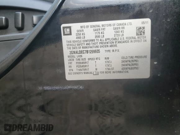 ✅ 2011 Chevrolet Equinox 1LT • VIN: 2GNALDEC7B1299605 • Лот: 91603165. Опубликован ранее на Copart с пробегом 161 213 миль. Бесплатный доступ к архиву аукционных продаж из США и подробный отчёт об истории автомобиля на DreamBid. Изображение 13.