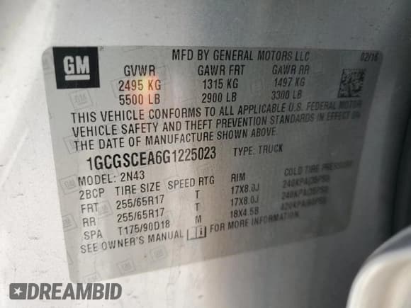 ✅ 2016 Chevrolet Colorado 2WD LT • VIN: 1GCGSCEA6G1225023 • Lot: 92341025. Listed on Copart with 136,923 mi. Free auction sales archive from the USA and detailed vehicle history report at DreamBid. Image 12.