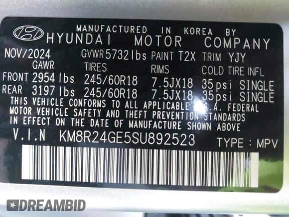 ✅ 2025 Hyundai Palisade SEL • VIN: KM8R24GE5SU892523 • Lot: 43493202. Wystawiony na IAAI z przebiegiem 2 478 mil. Bezpłatny archiwum sprzedaży aukcyjnych z USA i szczegółowy raport historii pojazdu na DreamBid. Zdjęcie 9.