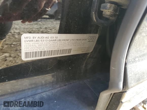 ✅ 2010 Audi A6 Prestige • VIN: WAUKGAFB2AN070667 • Lot: 81772975. Listed on Copart with 145,747 mi. Free auction sales archive from the USA and detailed vehicle history report at DreamBid. Image 13.