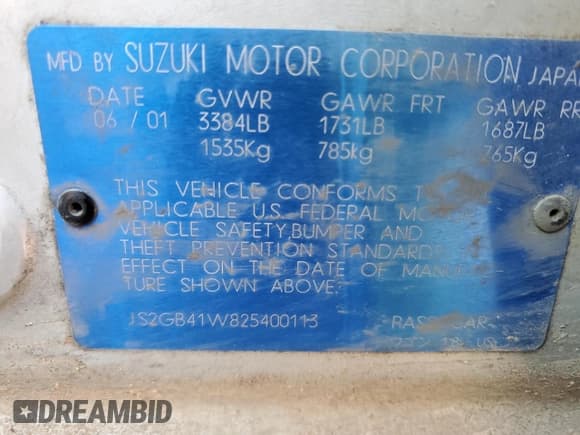 ✅ 2002 Suzuki Esteem GL • VIN: JS2GB41W825400113 • Lot: 42055055. Listed on Copart with 285,503 mi. Free auction sales archive from the USA and detailed vehicle history report at DreamBid. Image 13.