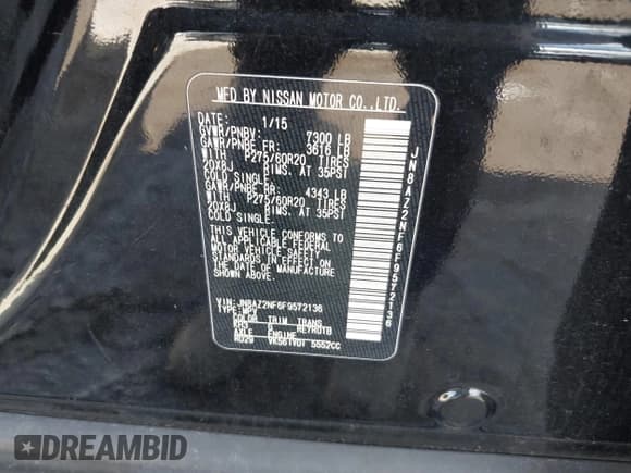 ✅ 2015 Infiniti QX80 • VIN: JN8AZ2NF6F9572136 • Лот: 43502900. Опубликован ранее на IAAI с пробегом 178 135 миль. Бесплатный доступ к архиву аукционных продаж из США и подробный отчёт об истории автомобиля на DreamBid. Изображение 9.