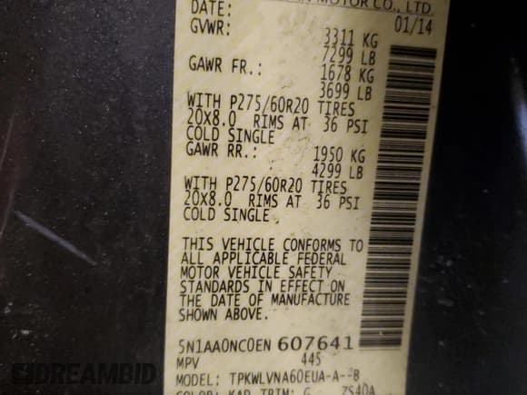 ✅ 2014 Nissan Armada SV • VIN: 5N1AA0NC0EN607641 • Лот: 49967765. Опубликован ранее на Copart с пробегом 171 747 миль. Бесплатный доступ к архиву аукционных продаж из США и подробный отчёт об истории автомобиля на DreamBid. Изображение 13.