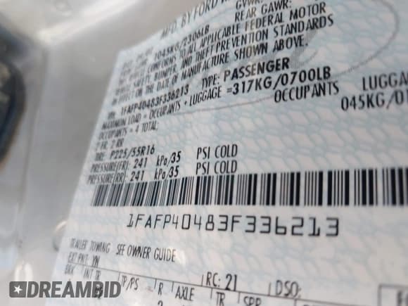 ✅ 2003 Ford Mustang Standard • VIN: 1FAFP40483F336213 • Lot: 43780203. Wystawiony na IAAI z przebiegiem 102 274 mil. Bezpłatny archiwum sprzedaży aukcyjnych z USA i szczegółowy raport historii pojazdu na DreamBid. Zdjęcie 9.