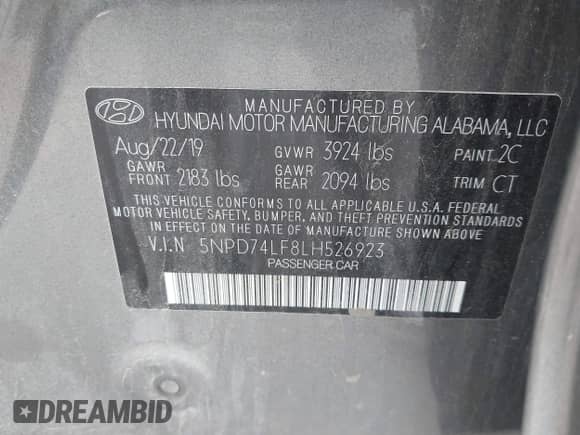 2020 Hyundai Elantra SE z VIN 5NPD74LF8LH526923, wystawiony jako IAAI lot #42728002 z przebiegiem 79 000 mil mil oraz . Historia ofert i sprzedaży dostępna na DreamBid. Obrazek 9.