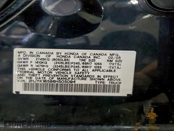 ✅ 2006 Honda Ridgeline RTL • VIN: 2HJYK16586H505094 • Lot: 94911275. Wystawiony na Copart z przebiegiem 246 349 mil. Bezpłatny archiwum sprzedaży aukcyjnych z USA i szczegółowy raport historii pojazdu na DreamBid. Zdjęcie 12.