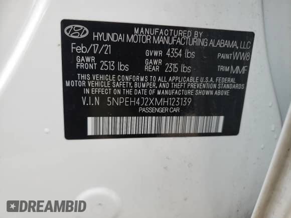 2021 Hyundai Sonata Limited с VIN 5NPEH4J2XMH123139, выставлен на аукционе Copart как лот 68180772 с пробегом 29 137 миль миль и . История ставок и продаж доступна на DreamBid. Изображение 13.