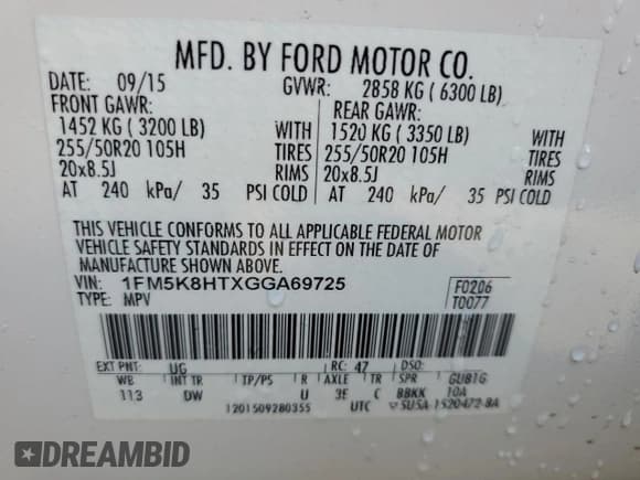 ✅ 2016 Ford Explorer Platinum • VIN: 1FM5K8HTXGGA69725 • Лот: 80161075. Опубликован ранее на Copart с пробегом 88 484 миль. Бесплатный доступ к архиву аукционных продаж из США и подробный отчёт об истории автомобиля на DreamBid. Изображение 13.