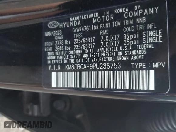 ✅ 2023 Hyundai Tucson SEL • VIN: KM8JBCAE9PU236753 • Lot: 72138454. Wystawiony na Copart z przebiegiem 4 681 mil. Bezpłatny archiwum sprzedaży aukcyjnych z USA i szczegółowy raport historii pojazdu na DreamBid. Zdjęcie 14.