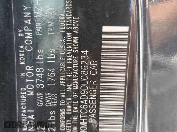 ✅ 2013 Hyundai Veloster w/Black Int • VIN: KMHTC6AD9DU086234 • Lot: 68139154. Wystawiony na Copart z przebiegiem 145 192 mil. Bezpłatny archiwum sprzedaży aukcyjnych z USA i szczegółowy raport historii pojazdu na DreamBid. Zdjęcie 12.