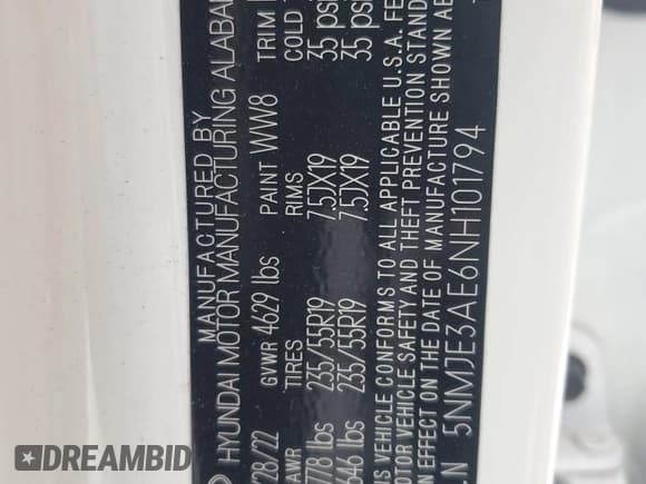 ✅ 2022 Hyundai Tucson Limited • VIN: 5NMJE3AE6NH101794 • Lot: 76601024. Wystawiony na Copart z przebiegiem Nie podano. Bezpłatny archiwum sprzedaży aukcyjnych z USA i szczegółowy raport historii pojazdu na DreamBid. Zdjęcie 14.