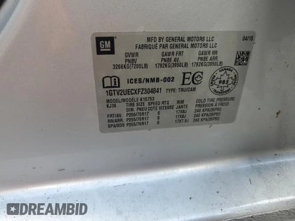 ✅ 2015 GMC Sierra 1500 SLE • VIN: 1GTV2UECXFZ304841 • Lot: 45572395. Wystawiony na Copart z przebiegiem Nie podano. Bezpłatny archiwum sprzedaży aukcyjnych z USA i szczegółowy raport historii pojazdu na DreamBid. Zdjęcie 13.