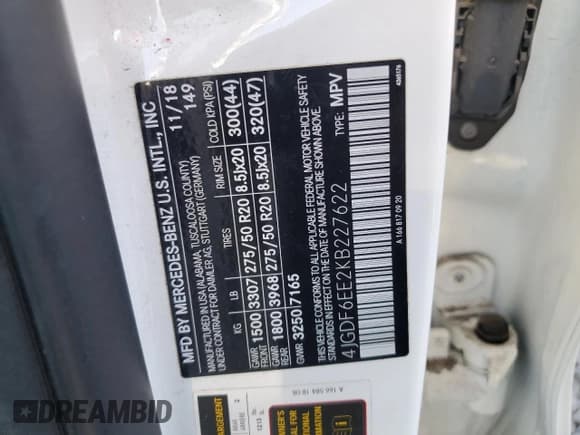 ✅ 2019 Mercedes-Benz GLS 450 • VIN: 4JGDF6EE2KB227622 • Lot: 82838174. Listed on Copart with 95,355 mi. Free auction sales archive from the USA and detailed vehicle history report at DreamBid. Image 12.