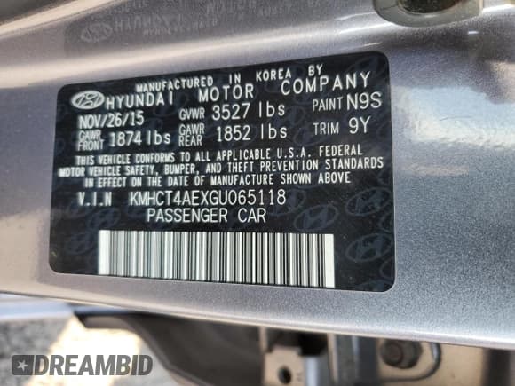 ✅ 2016 Hyundai Accent SE • VIN: KMHCT4AEXGU065118 • Лот: 82235143. Опубликован ранее на Copart с пробегом 58 938 миль. Бесплатный доступ к архиву аукционных продаж из США и подробный отчёт об истории автомобиля на DreamBid. Изображение 12.