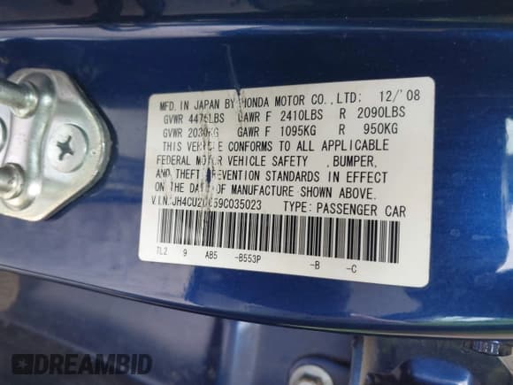 ✅ 2009 Acura TSX • VIN: JH4CU26659C035023 • Lot: 42433763. Listed on IAAI with 145,356 mi. Free auction sales archive from the USA and detailed vehicle history report at DreamBid. Image 9.