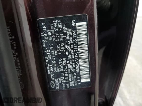 ✅ 2024 Hyundai Palisade Limited • VIN: KM8R54GE1RU711435 • Lot: 84728634. Listed on Copart with 26,785 mi. Free auction sales archive from the USA and detailed vehicle history report at DreamBid. Image 14.