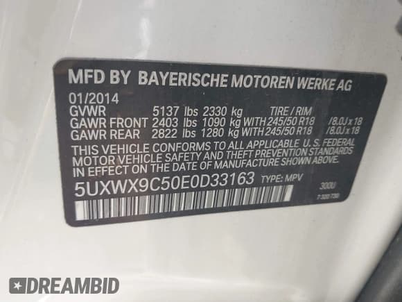 ✅ 2014 BMW X3 xDrive28i • VIN: 5UXWX9C50E0D33163 • Лот: 43178830. Опубликован ранее на IAAI с пробегом 154 134 миль. Бесплатный доступ к архиву аукционных продаж из США и подробный отчёт об истории автомобиля на DreamBid. Изображение 9.