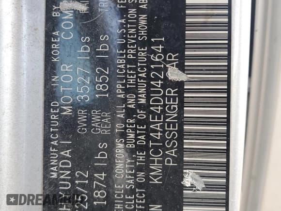 ✅ 2013 Hyundai Accent GLS • VIN: KMHCT4AE4DU421641 • Lot: 92010615. Wystawiony na Copart z przebiegiem 174 782 mil. Bezpłatny archiwum sprzedaży aukcyjnych z USA i szczegółowy raport historii pojazdu na DreamBid. Zdjęcie 12.