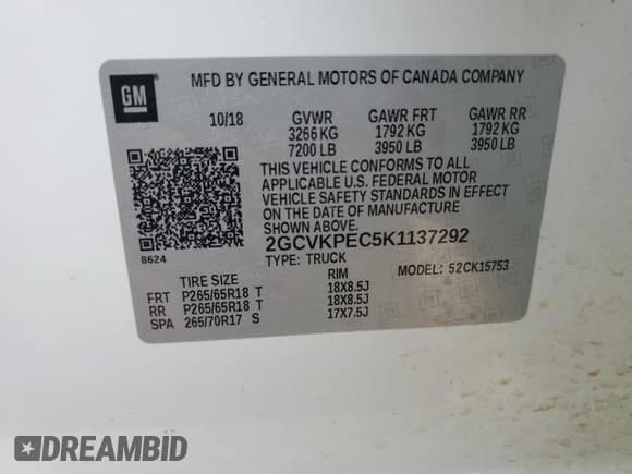 ✅ 2019 Chevrolet Silverado 1500 LT • VIN: 2GCVKPEC5K1137292 • Lot: 91891025. Wystawiony na Copart z przebiegiem 203 911 mil. Bezpłatny archiwum sprzedaży aukcyjnych z USA i szczegółowy raport historii pojazdu na DreamBid. Zdjęcie 12.