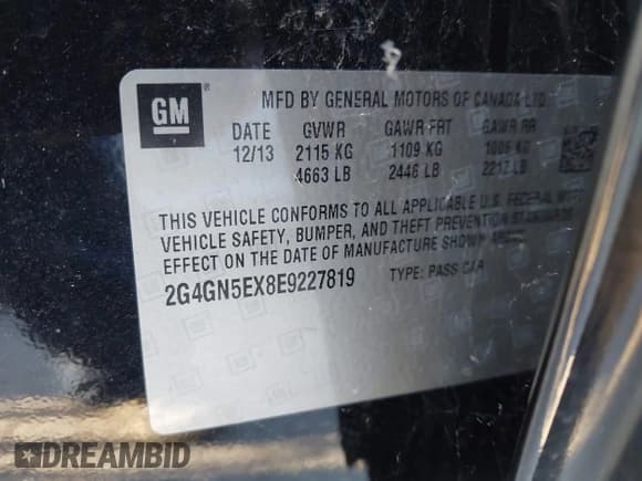 ✅ 2014 Buick Regal Premium I • VIN: 2G4GN5EX8E9227819 • Lot: 43868459. Listed on IAAI with 102,514 mi. Free auction sales archive from the USA and detailed vehicle history report at DreamBid. Image 9.