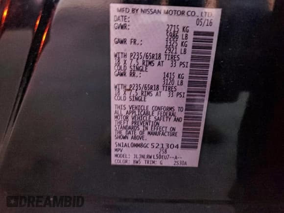 ✅ 2016 Infiniti QX60 • VIN: 5N1AL0MM8GC521304 • Lot: 94195505. Wystawiony na Copart z przebiegiem 144 520 mil. Bezpłatny archiwum sprzedaży aukcyjnych z USA i szczegółowy raport historii pojazdu na DreamBid. Zdjęcie 13.