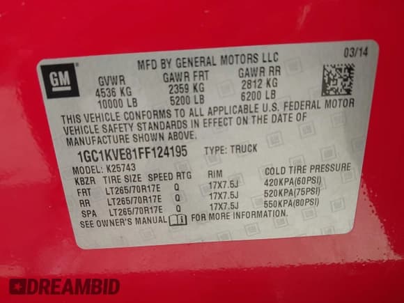 ✅ 2015 Chevrolet Silverado 2500HD LT • VIN: 1GC1KVE81FF124195 • Lot: 42883281. Listed on IAAI with 331,547 mi. Free auction sales archive from the USA and detailed vehicle history report at DreamBid. Image 9.