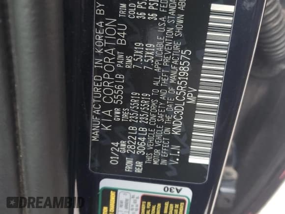 ✅ 2024 Kia EV6 Wind • VIN: KNDC3DLC5R5198575 • Lot: 90518965. Wystawiony na Copart z przebiegiem 9 450 mil. Bezpłatny archiwum sprzedaży aukcyjnych z USA i szczegółowy raport historii pojazdu na DreamBid. Zdjęcie 12.