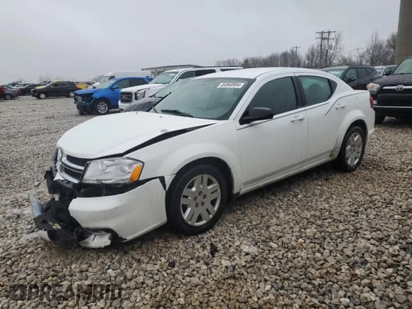 ✅ 2012 Dodge Avenger SE • VIN: 1C3CDZAB3CN325825 • Lot: 84940994. Listed on Copart with 144,208 mi. Free auction sales archive from the USA and detailed vehicle history report at DreamBid. Image 1.