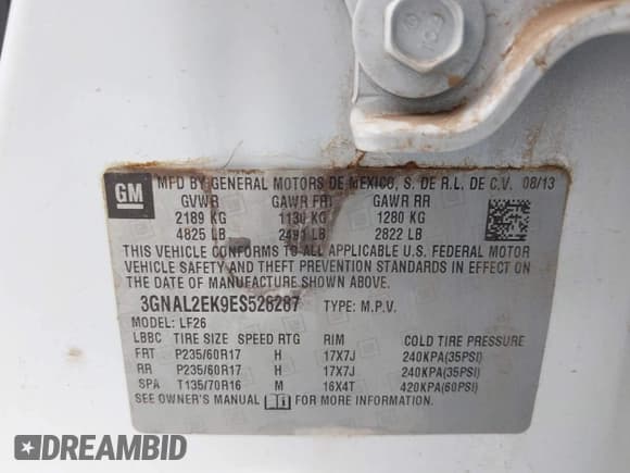 ✅ 2014 Chevrolet Captiva Sport LS • VIN: 3GNAL2EK9ES528287 • Lot: 43372808. Wystawiony na IAAI z przebiegiem 157 782 mil. Bezpłatny archiwum sprzedaży aukcyjnych z USA i szczegółowy raport historii pojazdu na DreamBid. Zdjęcie 9.