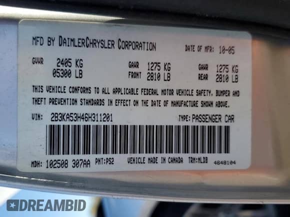 2006 Dodge Charger R/T с VIN 2B3KA53H46H311201, выставлен на аукционе Copart как лот 76452014 с пробегом 82 390 миль миль и Списание • Salvage title. История ставок и продаж доступна на DreamBid. Изображение 12.