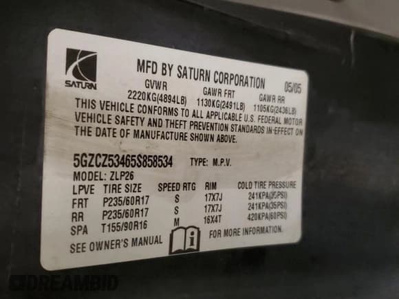 ✅ 2005 Saturn VUE • VIN: 5GZCZ53465S858534 • Lot: 87931885. Wystawiony na Copart z przebiegiem Nie podano. Bezpłatny archiwum sprzedaży aukcyjnych z USA i szczegółowy raport historii pojazdu na DreamBid. Zdjęcie 13.