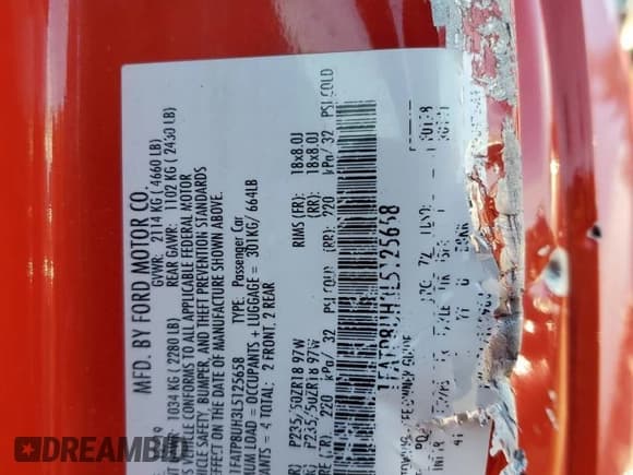 ✅ 2020 Ford Mustang EcoBoost • VIN: 1FATP8UH3L5125658 • Lot: 83426574. Listed on Copart with Not provided. Free auction sales archive from the USA and detailed vehicle history report at DreamBid. Image 12.