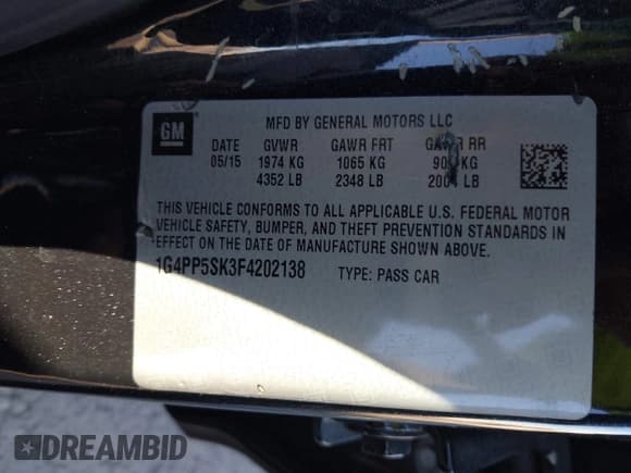 ✅ 2015 Buick Verano • VIN: 1G4PP5SK3F4202138 • Лот: 43805018. Опубликован ранее на IAAI с пробегом 139 899 миль. Бесплатный доступ к архиву аукционных продаж из США и подробный отчёт об истории автомобиля на DreamBid. Изображение 9.