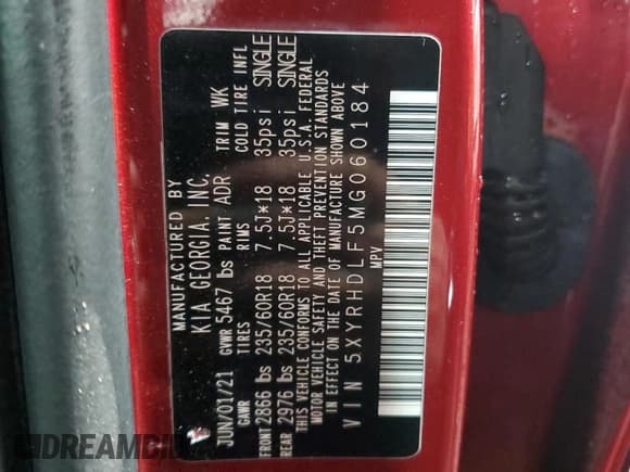 ✅ 2021 Kia Sorento EX • VIN: 5XYRHDLF5MG060184 • Lot: 90507815. Wystawiony na Copart z przebiegiem 47 799 mil. Bezpłatny archiwum sprzedaży aukcyjnych z USA i szczegółowy raport historii pojazdu na DreamBid. Zdjęcie 13.