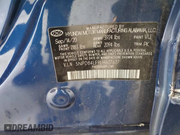 2020 Hyundai Elantra SEL z VIN 5NPD84LF9LH627627, wystawiony jako Copart lot #84047285 z przebiegiem 34 562 mil mil oraz Szkoda całkowita • Salvage title. Historia ofert i sprzedaży dostępna na DreamBid. Obrazek 12.