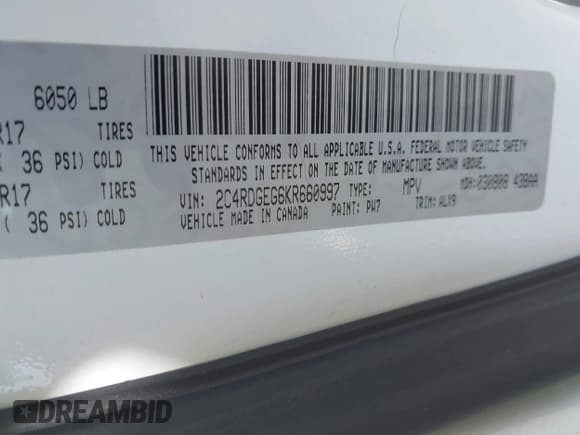 ✅ 2019 Dodge Grand Caravan GT • VIN: 2C4RDGEG6KR660997 • Лот: 43229471. Опубликован ранее на IAAI с пробегом Не указан. Бесплатный доступ к архиву аукционных продаж из США и подробный отчёт об истории автомобиля на DreamBid. Изображение 9.