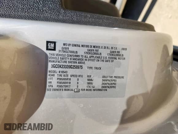 2009 Chevrolet Silverado 1500 LT с VIN 3GCEK23339G258975, выставлен на аукционе Copart как лот 68040035 с пробегом 159 969 миль миль и Чистый • Clean title. История ставок и продаж доступна на DreamBid. Изображение 12.