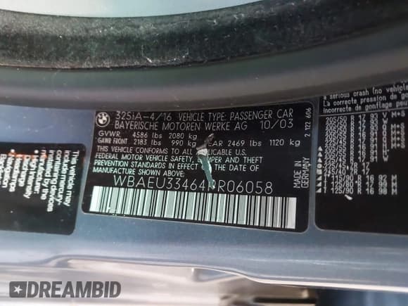 ✅ 2004 BMW 3 Series 325xi • VIN: WBAEU33464PR06058 • Лот: 43072332. Опубликован ранее на IAAI с пробегом 122 102 миль. Бесплатный доступ к архиву аукционных продаж из США и подробный отчёт об истории автомобиля на DreamBid. Изображение 9.