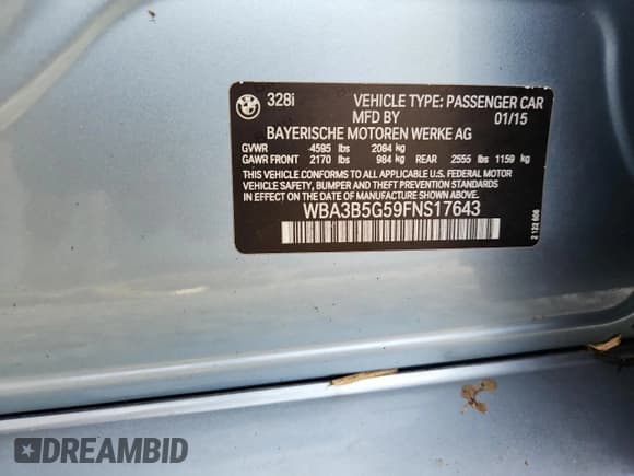 ✅ 2015 BMW 3 Series 328i xDrive • VIN: WBA3B5G59FNS17643 • Lot: 65090235. Wystawiony na Copart z przebiegiem 101 658 mil. Bezpłatny archiwum sprzedaży aukcyjnych z USA i szczegółowy raport historii pojazdu na DreamBid. Zdjęcie 13.