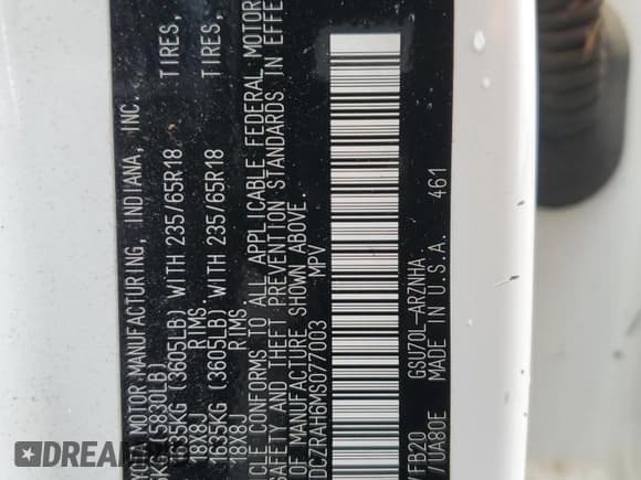 ✅ 2021 Toyota Highlander L • VIN: 5TDCZRAH6MS077003 • Lot: 56608825. Wystawiony na Copart z przebiegiem 44 418 mil. Bezpłatny archiwum sprzedaży aukcyjnych z USA i szczegółowy raport historii pojazdu na DreamBid. Zdjęcie 13.