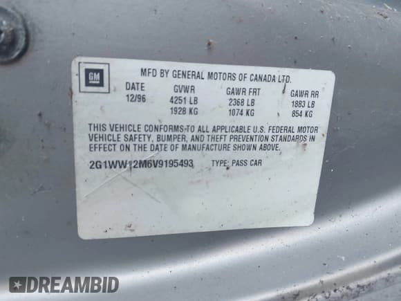 ✅ 1997 Chevrolet Monte Carlo LS • VIN: 2G1WW12M6V9195493 • Lot: 43820484. Listed on IAAI with 211,898 mi. Free auction sales archive from the USA and detailed vehicle history report at DreamBid. Image 12.