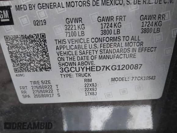 2019 Chevrolet Silverado 1500 High Country z VIN 3GCUYHED7KG120087, wystawiony jako IAAI lot #42221524 z przebiegiem 77 817 mil mil oraz . Historia ofert i sprzedaży dostępna na DreamBid. Obrazek 9.