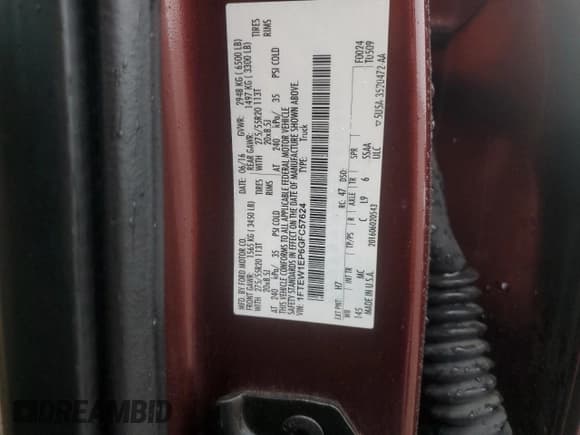 ✅ 2016 Ford F-150 XLT • VIN: 1FTEW1EP6GFC57624 • Lot: 90858475. Listed on Copart with 135,401 mi. Free auction sales archive from the USA and detailed vehicle history report at DreamBid. Image 12.