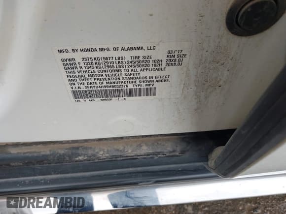 ✅ 2017 Acura MDX Advance • VIN: 5FRYD4H99HB032376 • Лот: 43405992. Опубликован ранее на IAAI с пробегом 165 692 миль. Бесплатный доступ к архиву аукционных продаж из США и подробный отчёт об истории автомобиля на DreamBid. Изображение 9.