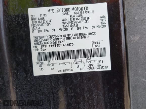 ✅ 2014 Ford F-150 XL • VIN: 1FTFX1ET5EFA38570 • Lot: 42937440. Listed on IAAI with Not provided. Free auction sales archive from the USA and detailed vehicle history report at DreamBid. Image 9.