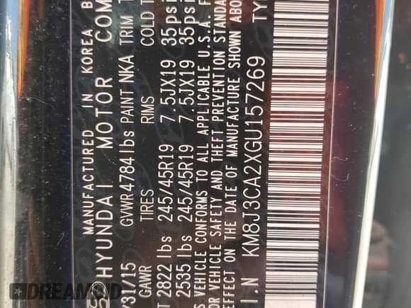 2016 Hyundai Tucson Sport with VIN KM8J3CA2XGU157269, listed as a Copart auction lot 69684375 with 30,969 mi miles and Clean title. Bid and sale history available at DreamBid. Image 13.