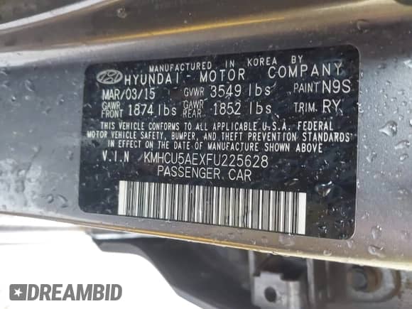 ✅ 2015 Hyundai Accent Sport • VIN: KMHCU5AEXFU225628 • Lot: 42653316. Listed on IAAI with 155,756 mi miles. Access the free auction sales archive from the USA and view a detailed vehicle history report at DreamBid. Image 9.